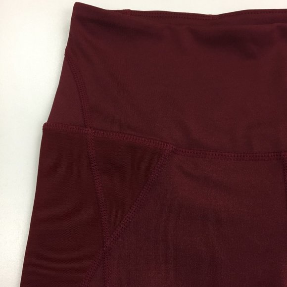 FREE PEOPLE MOVEMENT Maroon Sheer Mesh Inserts Pull On Leggings Pants - Picture 6 of 12